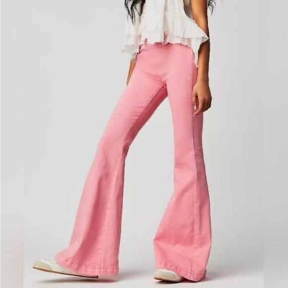 We The Free Pants - Free People We the Free Venice Beach Pink High Rise Flare Jeans Size 30